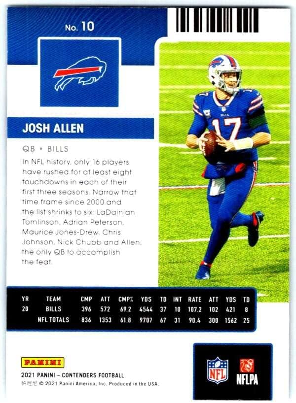 2021 Panini kandidata za sezonu 10 Josh Allen BuffelO Bills NFL fudbalska trgovačka kartica