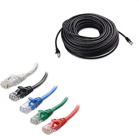 Kabelska kabela 1-pakovanje 100 stopa bezobzirno dugačak CAT6 Ethernet kabel u crno-5-u boji kombinirani 5 stopa kratkim Cat6 Ethernet