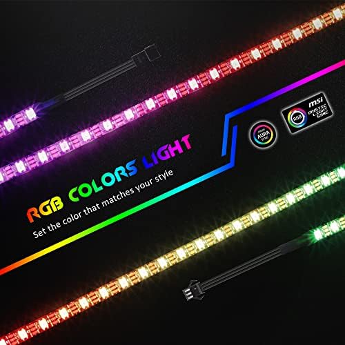 VraboCry Adresed RGB LED traka za PC, 5V WS2812 Rainbow Digital Light Sync za Asus Aura Sync, MSI Mystic Light Sync, ASROCK Polychrome RGB 3 PIN 5V Dodaj zaglavlje na matičnoj ploči, 40cm 24 LED, 4pcs