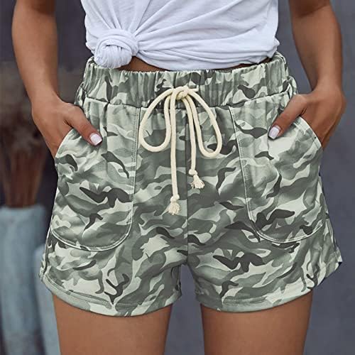 Gaozhen Džepne casuflage Solid Shorts Boja Žene Print struk hlače Elastične hlače Pajama kratke hlače za žene