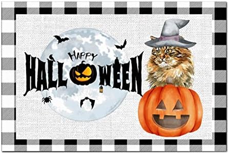 Halloween PET CAT WOOD potpisuje bundeve novost kratkim kratkim igrama za puni mjesec Black Buffalo Plaid drveni znak Vintage Farmhouse