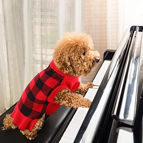 Lelepet džemper haljina, turtleneck pulover pletiva tople djevojke pse haljina za jesen zimski klasični pleteni uzorak pasa božićni