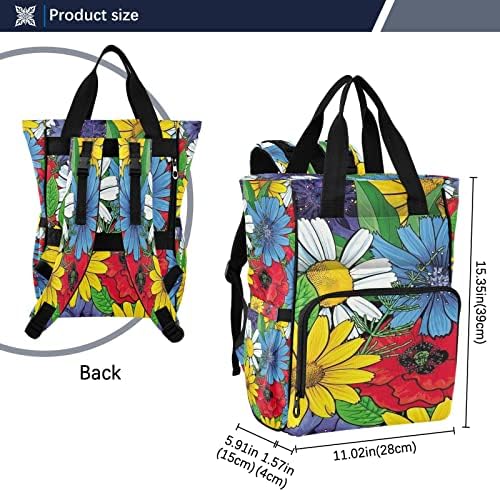 Mnsruu Pelene za cvijeće za dječaka za bebe, cvjetna ruksačka torba rublja sa trakama sa kolicama, torba pelena s maramičnim džepom