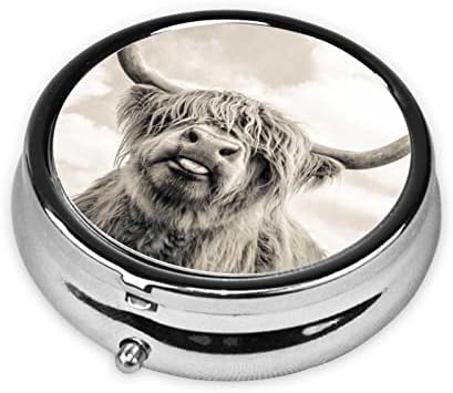 Funny Cow okrugla kutija za pilule, Mini prenosiva kutija za pilule, pogodna za dom, ured i putovanja