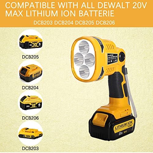 Sintent Taingwei 12W 1120LM LED LED svjetlo DCL043 Powered by Dewalt 20V Max litijum jonske baterije, ručni reflektor za rad sa 110