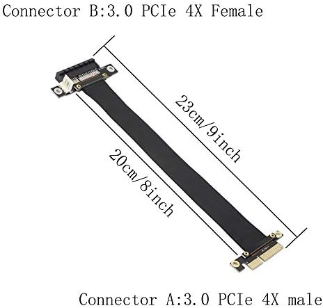 Gintooyun PCIe 4x produžni kabel, PCI-Express 3.0 4x muški za ženski riser kabel PCI-E 4x Extender adapter skakač za grafičku karticu,