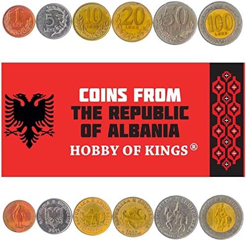 6 novčića iz Albanije | Albanska kolekcija kovanica 1 5 10 20 50 100 Leke | Cirkuliran 1995-2020 | Teuta | Genthios | Dalmatinski