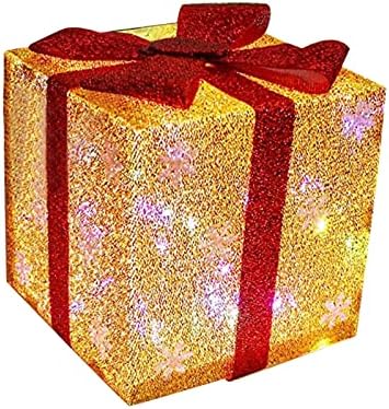 PMUYBHF osvijetljene poklon kutije unutarnje otvorene božićne ukrase za božićnu trijem za žene za žene