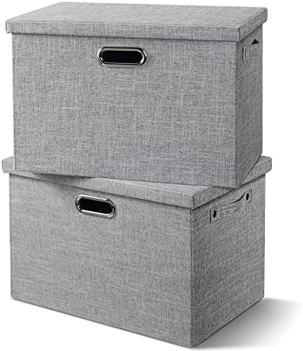 2x24L kante za polaganje s poklopcima za organiziranje - ukrasne kutije za odlaganje sa poklopcem za odlaganje tkanine za posteljinu