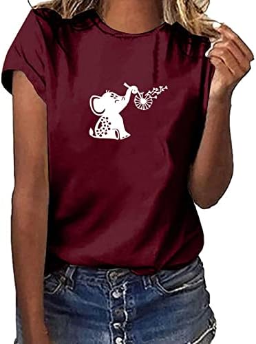 Dame maslačak cvjetni grafički grafički t majica CREW Crt Spandex vrhovi ties kratki rukav kawaii smiješne životinjske majice KZ