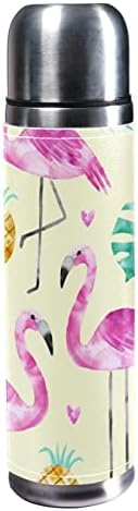 SDFSDFSD 17 oz Vakuum izolirane nehrđajuće čelične boce za vodu Sportska kavana PUTNICA ŠILA FIRSNA kože omotana BPA besplatno, Flamingo