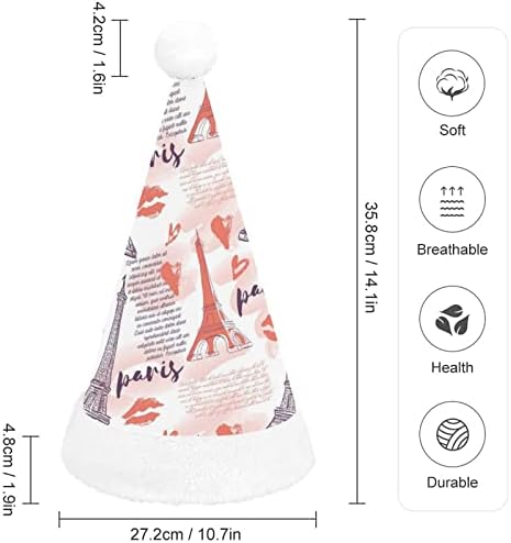 Nudquio Paris Eiffelov toranj ljubi srca Božić kape Santa šešir za Božić odmor porodice štampane