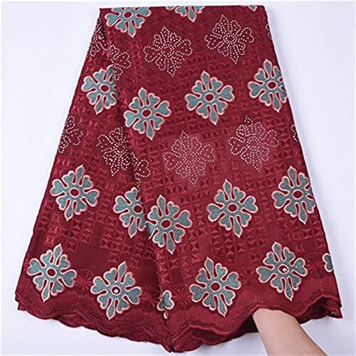 Uongfi čipkasta tkanina vezena Voile Pamučna čipka za vjenčanicu haljina Voile čipka sa šljokicama Rhinestones 5Yards