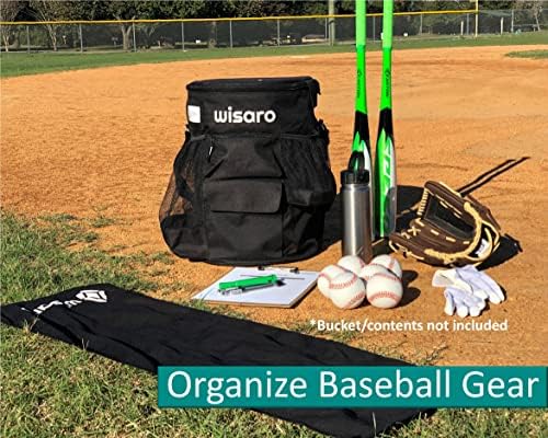 Wisaro | Novi Organizator poklopca kante za bejzbol - crni, uklapa 6 gal kante, podstavljeno sjedalo - kompletno sa ručnikom za hlađenje