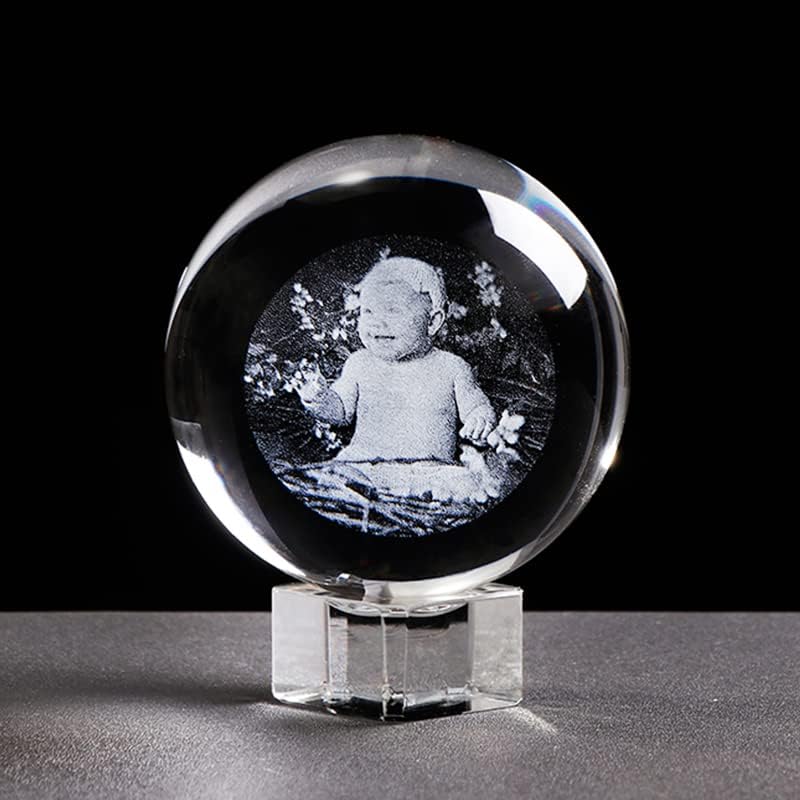 Xiaojia Staklo Photo Ball Personalizirano Crystal sfera lase gravirajući GLOBE Kućni dekor Dodatna oprema za fotografiju Sklapa sfera-6 cm, sa kristalnom bazom