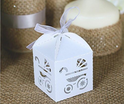 Saitec New 50PS bijeli laserski rezan kutija za prevoz za bebe, poklon kutija, kutije za bombone za vjenčanje za bebe
