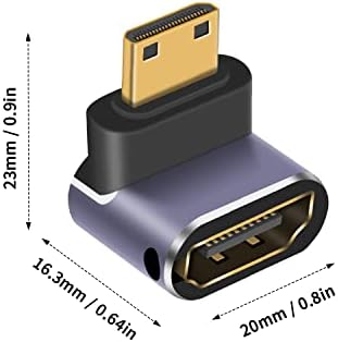 Poyiccot Mini HDMI do HDMI adapter 8K, gore i dolje Kutni mini HDMI muški do HDMI ženski adapter 8K 4K HDR 3D 48Gbps Mini HDMI adapter