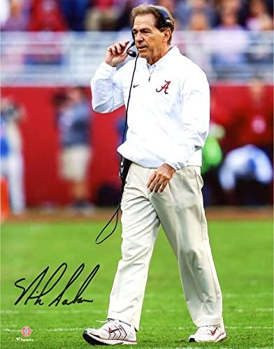 Nick Saban Alabama Crimson Plimu AUTOGREMENT 8 x 10 hodajući fotografija - autogramirane fotografije fakulteta