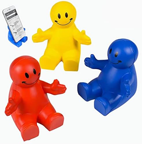 4” Squeezable Smile Face Guy Phone Holder, Smartphone Stand, Squeeze Stress Relief Fidget Toy for Kids & Adults, Desk Decoration,