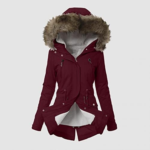 Zimski kaputi za žene 2022, kaputi za žene, ženska zima dolje puffer džepni kaput srednjeg duljine s preklopnim poklopcem krzna