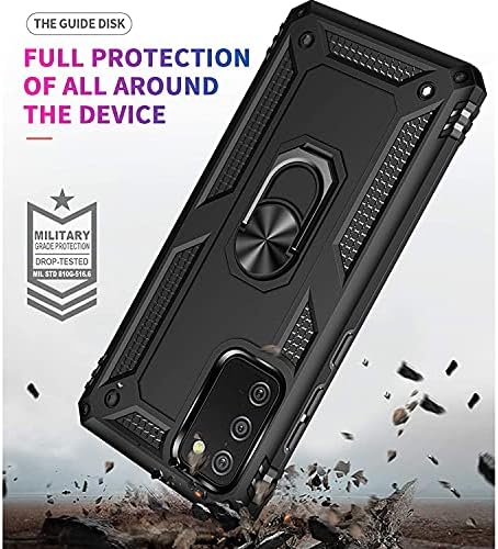 TJS kompatibilan sa futrolom Samsung Galaxy A02S, s kaljenim zaštitnim zaslonom stakla, defanzivca metalni prsten udarca, magnetska