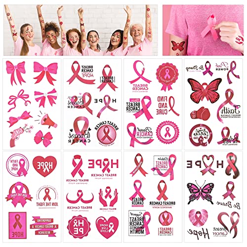 102kom Pink Ribbon Tattoos žene rak dojke svijest privremene tetovaže rak dojke svijest potrepštine za zabavu