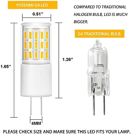 Yosenmi G4 LED sijalica 4W, 30w G4 zamjena halogene sijalice, 12v-24v, 4000k prirodna dnevna svjetlost Bijela G4 sijalica bez zatamnjivanja 10-Pack