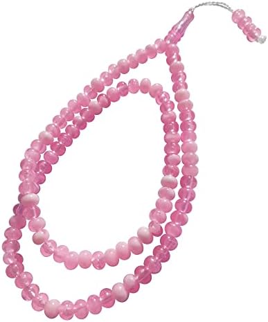 Muslimanske molitvene perle-mramorne ružičaste 7x9mm ovalne plastične perle 99ct Zikr Tasbih Sibha
