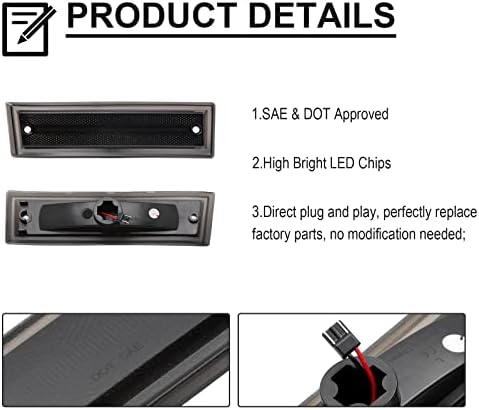 Mynoway prednja LED bočna lampa za Marker zamjena za Pickup C/ K C1500 C2500 C3500 C10 C20 C30 Suburban Blazer Jimmy, 2 kom vozač
