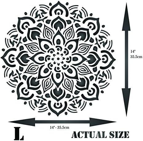 Izlječenje mandala šablona, ​​14 x 14 inča - Aum indijski budistički duhovni šabloni za lakiranje predloška