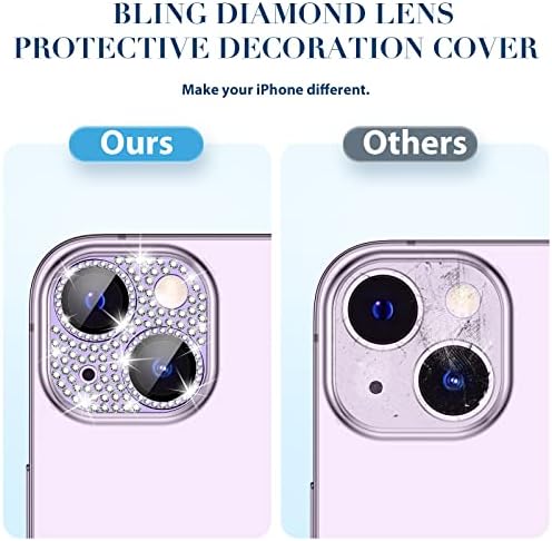 Goton Bling metalni zaštitnik za iPhone 14 Plus & iPhone 14 zaštitnik sočiva kamere, Glitter Diamond poklopac sočiva staklo Zaštita