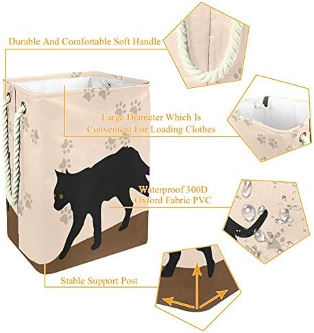 Inhomer Silhouette of Cat 300D Oxford PVC vodootporna odjeća Hamper velika korpa za veš za ćebad igračke za odjeću u spavaćoj sobi