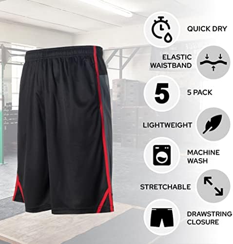 Atletske kratke hlače za muškarce-5 paketa muške aktivne odjeće za brzo sušenje košarkaških Šorcova - trening, teretana, trčanje
