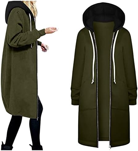 Ženske zimske kapute 2022 jakna za crtanje boja u boji tople zip dukseve dugi kaput modna povremena odjeća