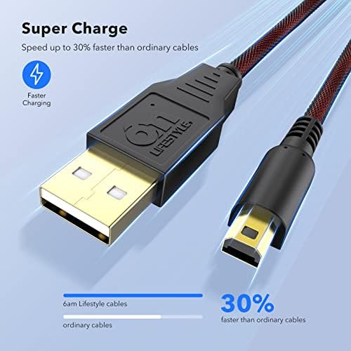 6amlifestyle USB kabl za punjenje High Speed Premium USB Data Sync kabl za punjenje punjača kompatibilan sa Nintendo 2DS / 3DS / 3DS