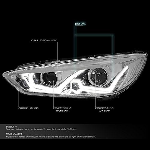 Uparite hromirano kućište prozirni LED žmigavac Dual Halo DRL projektor lampe za farove kompatibilne sa Ford Focus 15-18