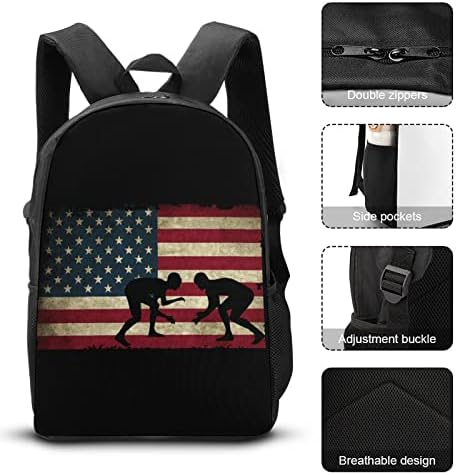 USA zastave Wrestling-1 3pcs Backpack set backpack set slatki tinejdžerski knjigovodnjak sa kutijom za olovku za ručak