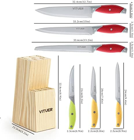 Set noža, Set kuhinjskih noža od 20 komada, set kuharskih noža od njemačkog nehrđajućeg čelika, set noževa za kuhinju sa blokom