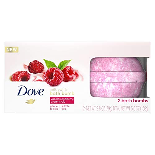 Dove Milk Swirls Vanilla Raspberry Creamsicle bombe za kupanje 2.8 Oz