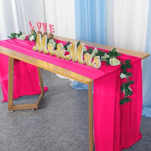 Šifonska stolna trkač Hot Pink šifon prekrivač za vjenčani stol trkač Fuchsia Cheer stol trkač za trpezariju Rustikalna stolna krpa