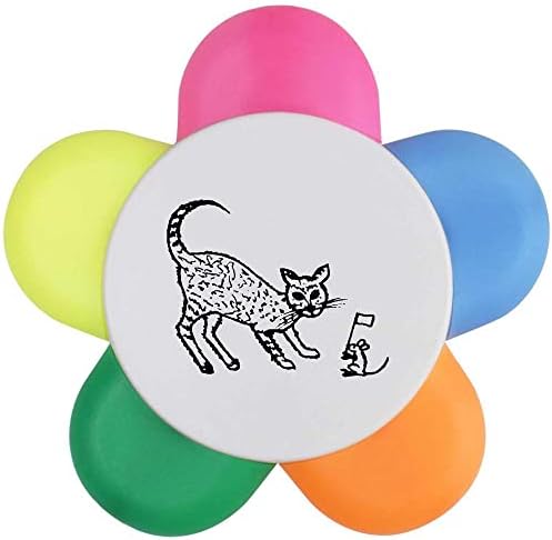 Azeeda 'Bijela zastava Mouse & Cat' Cvjetna oblika cvijeća Highlighter olovka