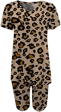 Yuhaotin Uskršnja odjeća Ženska materinstva Ležerne kratke hlače Ne-pozicioniranje Leopard, Leopard s kratkim rukavima Žene Print