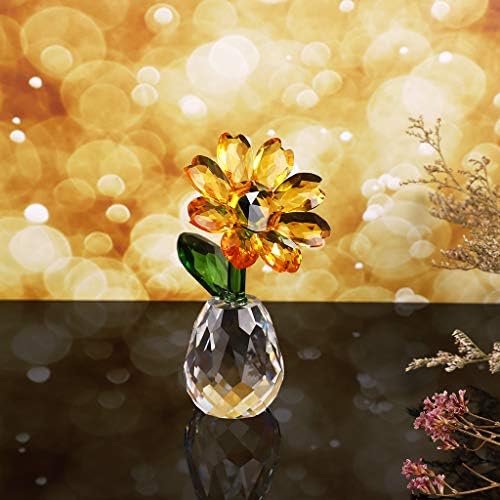 OwnMy kristalno suncokretovo staklena figurica ukras za tablicu za tablice za papir sa poklon kutijom, Crystal Stakleni buket cvijeća