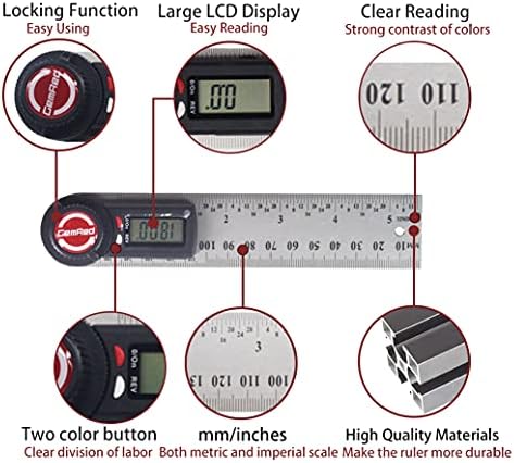 Gemred Digital Atlant alata za digitalni ugao, 2 u 1 ugaoni mjerač, nehrđajući čelik 7inch / 200 mm digitalni nosač za obradu drveta