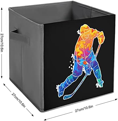 Hokej player Sklopivi kanti za odlaganje ispisnih tkaninskih košara košara kutije sa ručkama za odjeću, 11x11x11