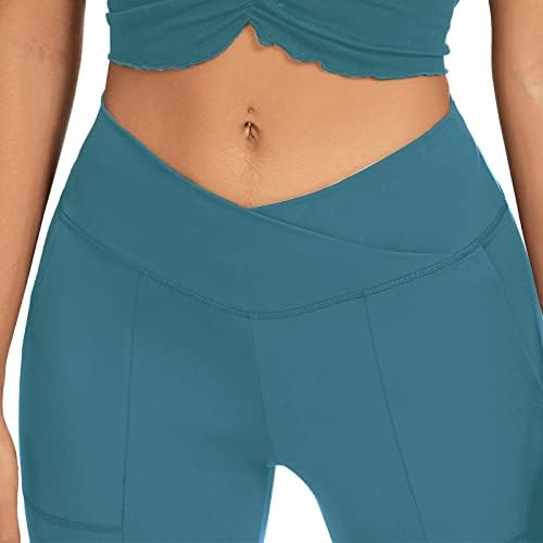 Nova bljeskalica joga hlače za žene Crossover High Squik bootcut tapki s džepovima Prednjim dijelom širine nogu, radne hlače