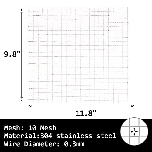 Pipači 2 kom 304 tkana žičana mreža od nerđajućeg čelika 10 mreža, 12 x 10 nikada ne rđa lako se seče i jaka mrežasta struktura za
