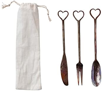 Kreativni zadružni ko-opgani kovani bakar ručke za srce, set od 3 komada Pribor za jelo