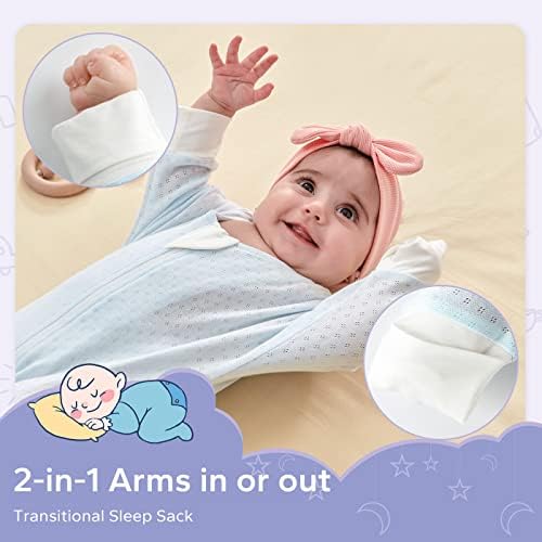 Funapup baby tranzicija swaddle sa rukama up 0.5tog dlaka s dugim rukavima Nosivi pokrivač s izdubljenim tačkicama za novorođenčad