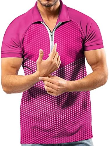 HDDK MENS kratki rukav patentni patentni rukav ulični stripe patchwork rever ovratnik Golf vrhovi ljetni zip vrat casual majica